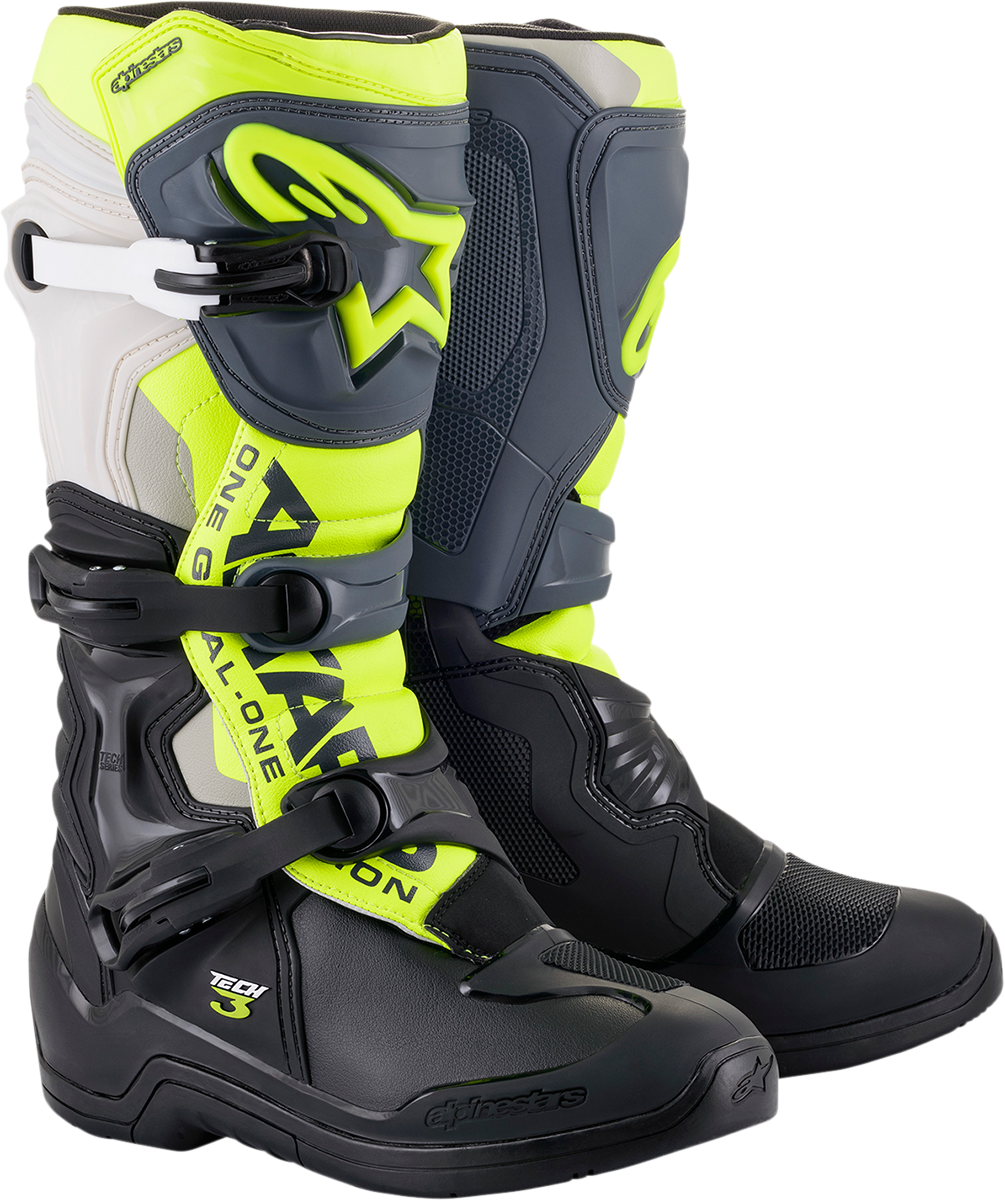 ALPINESTARS Tech 3 Boots - Black/Gray/Yellow Fluorescent - US 14 / EU 49.5 2013018-1055-14