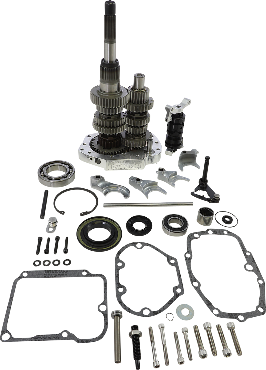 BAKER DRIVETRAIN Gear Set - Overdrive/6-Speed - Polished - '00-'06 Harley-Davidson OD6-401P-02