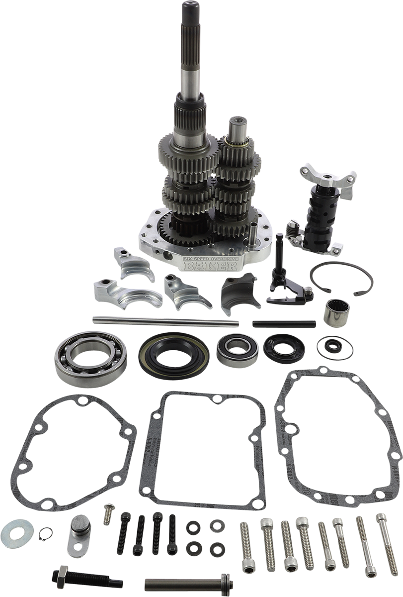 BAKER DRIVETRAIN Gear Set - Overdrive/6-Speed - Polished - '90-'97 Harley-Davidson OD6-401-02
