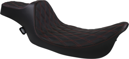 DRAG SPECIALTIES SEATS Extended Reach Predator III Seat - Double Diamond - Black w/ Red Stitching - FL '99-'07 08011371