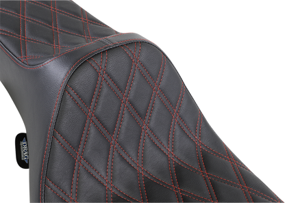 DRAG SPECIALTIES SEATS Extended Reach Predator III Seat - Double Diamond - Black w/ Red Stitching - FL '99-'07 08011371
