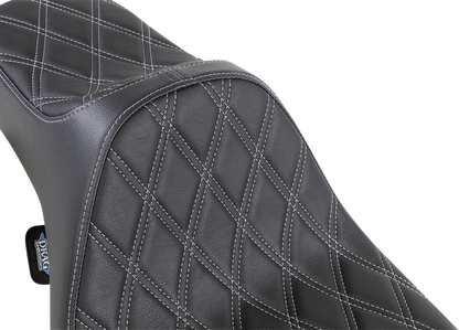 DRAG SPECIALTIES SEATS Extended Reach Predator III Seat - Double Diamond - Black w/ Silver Stitching - FL '99-'07 08011370
