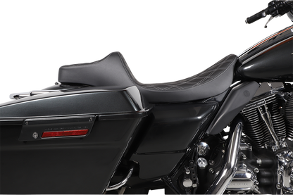 DRAG SPECIALTIES SEATS Extended Reach Predator III Seat - Double Diamond - Black w/ Silver Stitching - FL '99-'07 08011370