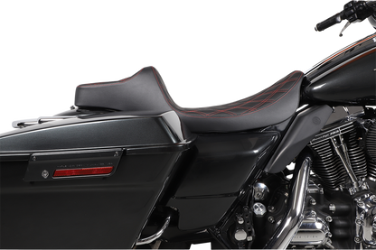 DRAG SPECIALTIES SEATS Extended Reach Predator III Seat - Double Diamond - Black w/ Red Stitching - FL '99-'07 08011371