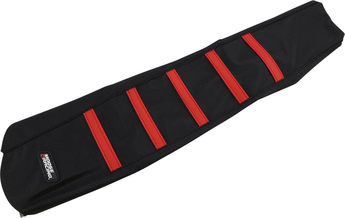 MOOSE OFFROAD Ribbed Seat Cover - Black Cover/Red Ribs - Honda CRF250/450 '21-'25 CRF45021-331