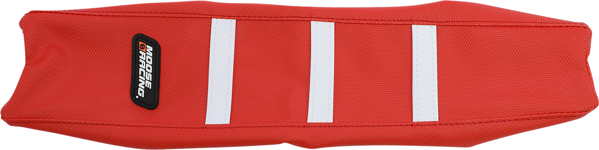 MOOSE OFFROAD Ribbed Seat Cover - Red Cover/White Ribs - Gas Gas MC '21-'23 GAS50-331