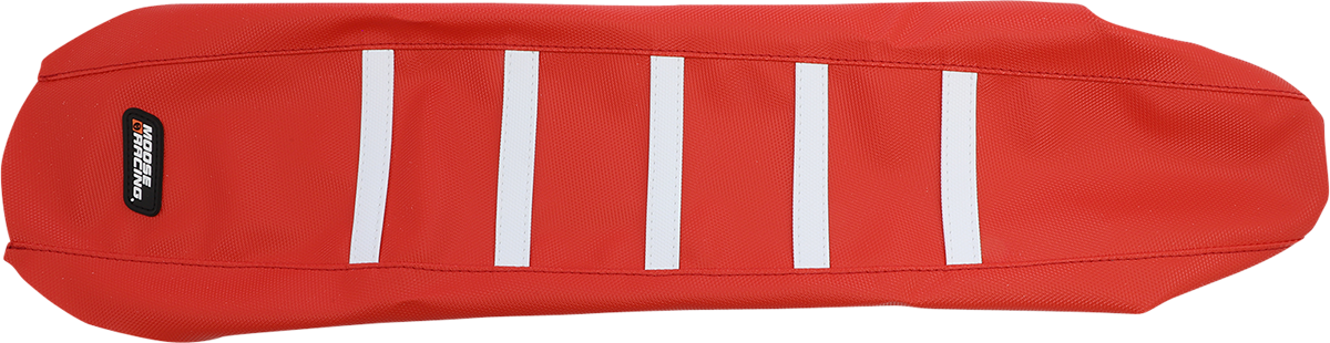 MOOSE OFFROAD Ribbed Seat Cover - Red Cover/White Ribs - Gas Gas EC/EX/MC '21-'23 GAS21-331