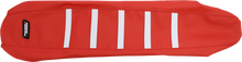 MOOSE OFFROAD Ribbed Seat Cover - Red Cover/White Ribs - Gas Gas EC/EX/MC '21-'23 GAS21-331