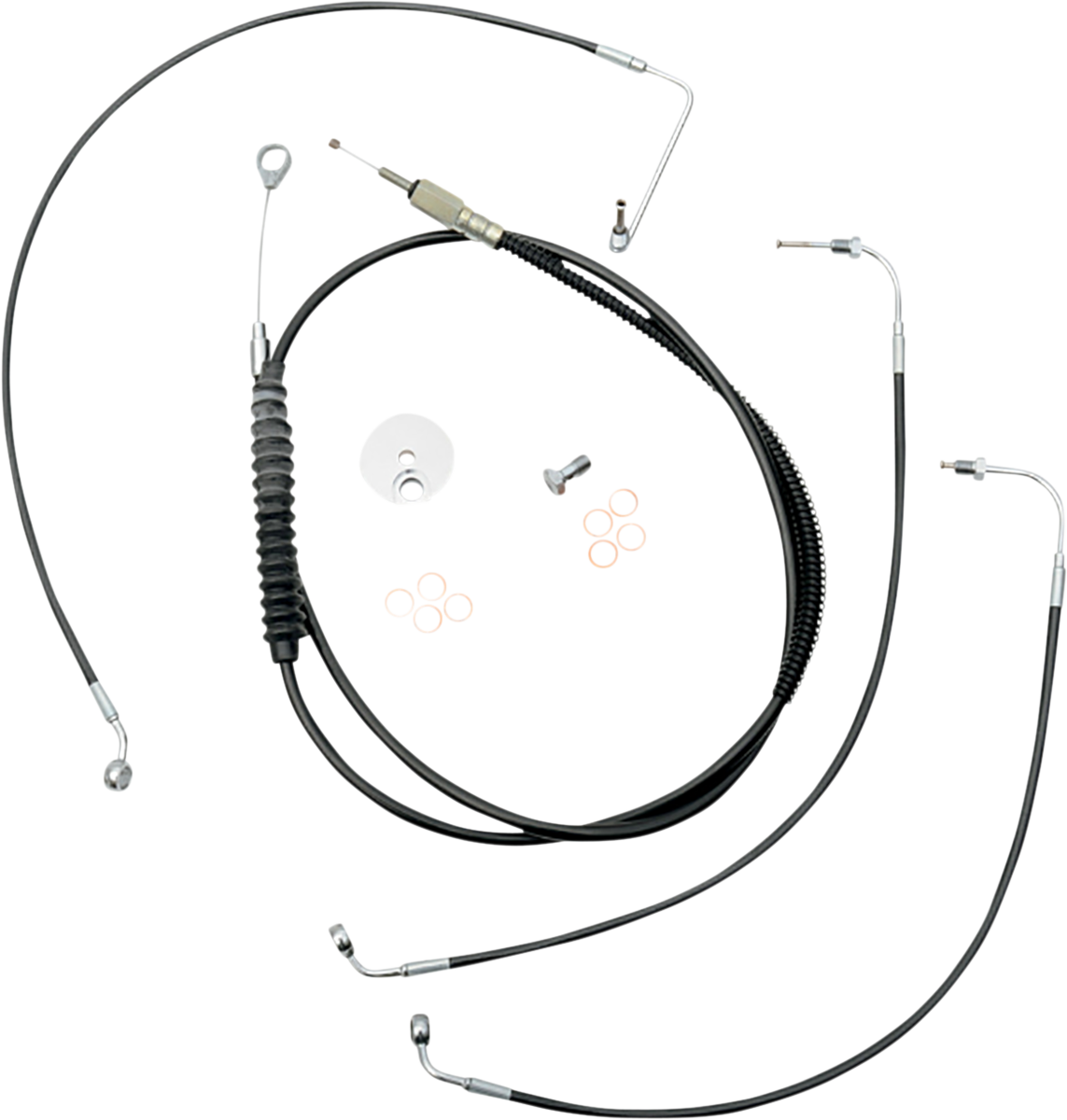 LA CHOPPERS Standard Black Vinyl Handlebar Cable/Brake Line Kit - 12"-14" Ape Hangers - '18-'22 Softail LA-8155KT-13B
