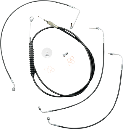 LA CHOPPERS Standard Black Vinyl Handlebar Cable/Brake Line Kit - 12"-14" Ape Hangers - '18-'22 Softail LA-8155KT-13B