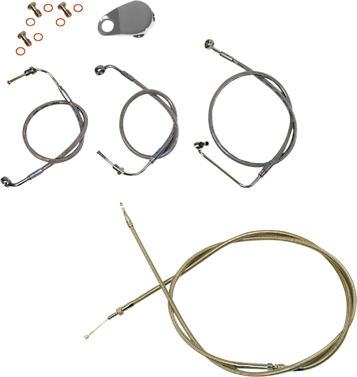 LA CHOPPERS Standard Stainless Braided Handlebar Cable/Brake Line Kit - 12"-14" Ape Hangers - '18-'22 Softail LA-8155KT-13