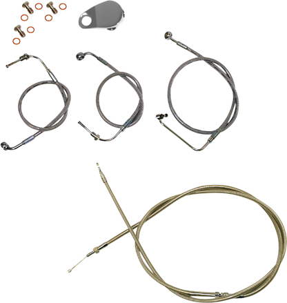 LA CHOPPERS Standard Stainless Braided Handlebar Cable/Brake Line Kit - 12"-14" Ape Hangers - '18-'22 Softail LA-8155KT-13
