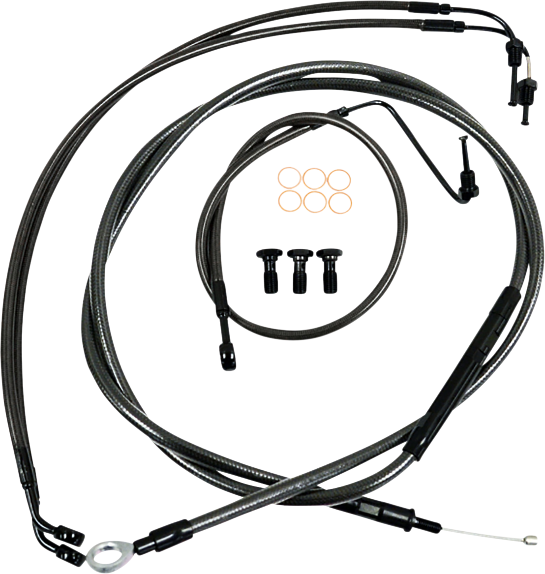 LA CHOPPERS Standard Midnight Braided Handlebar Cable/Brake Line Kit - 12"-14" Ape Hangers - '18-'22 Softail LA-8155KT-13M