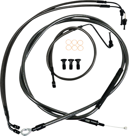 LA CHOPPERS Standard Midnight Braided Handlebar Cable/Brake Line Kit - 12"-14" Ape Hangers - '18-'22 Softail LA-8155KT-13M