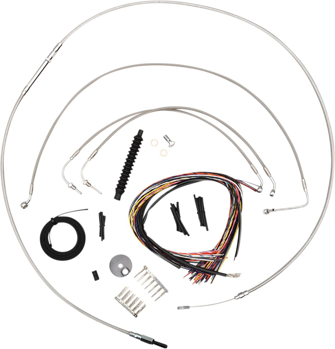 LA CHOPPERS Complete Stainless Braided Handlebar Cable/Brake Line Kit - 12"-14" Handlebars - '18-'22 Softail LA-8155KT2-13