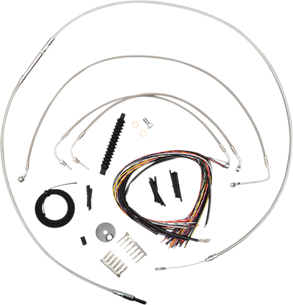 LA CHOPPERS Complete Stainless Braided Handlebar Cable/Brake Line Kit - 12"-14" Handlebars - '18-'22 Softail LA-8155KT2-13