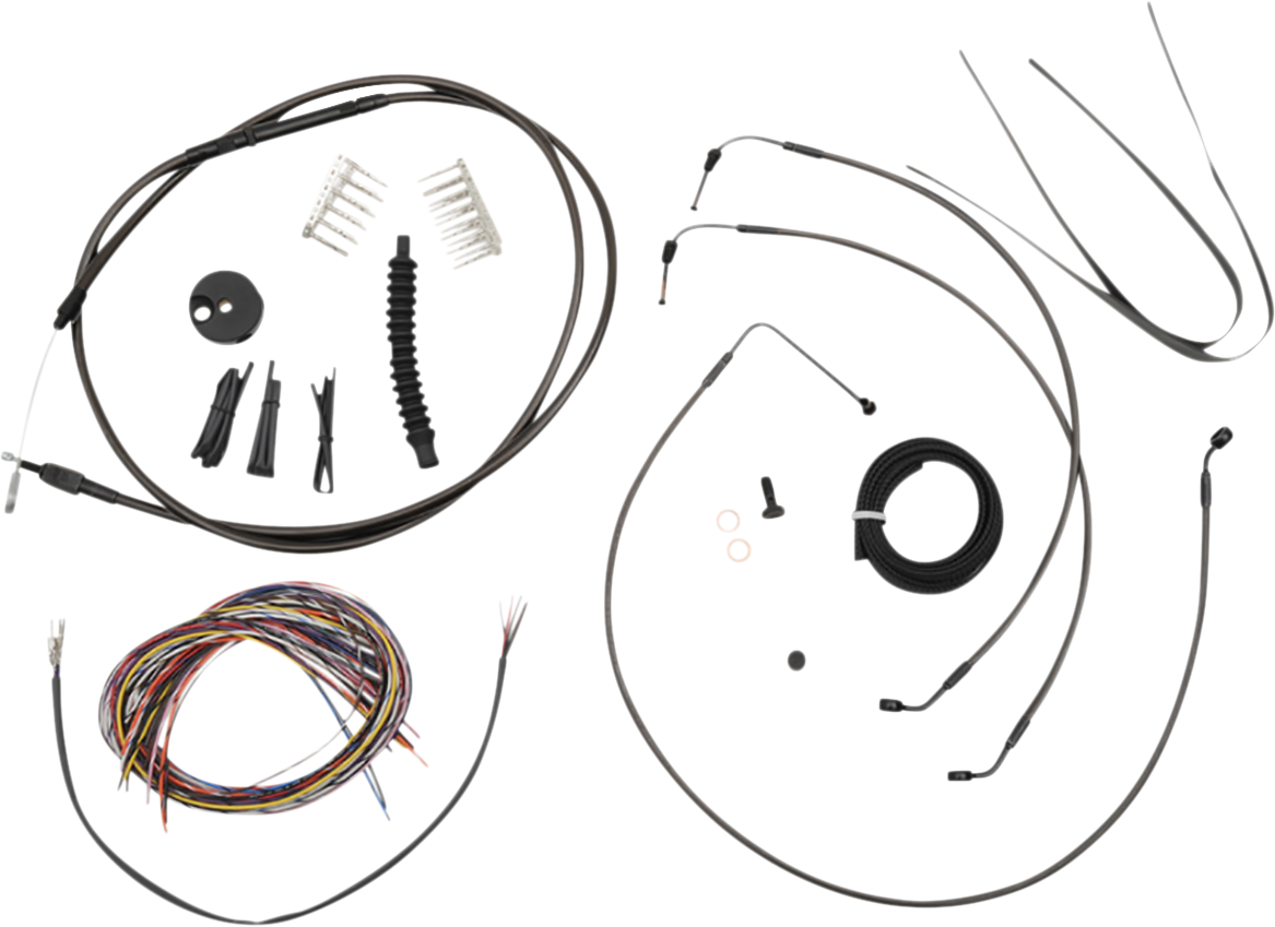 LA CHOPPERS Complete Midnight Braided Cable Kit - Quick Connect - 12"-14" Handlebars - ABS - '18-'22 Softail LA-8155KT2-13M