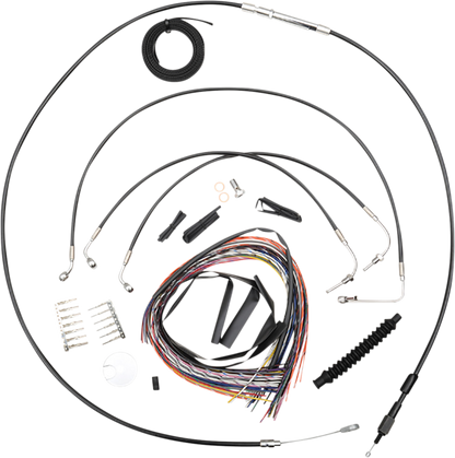 LA CHOPPERS Complete Black Vinyl Braided Handlebar Cable/Brake Line Kit - 12"-14" Handlebars - '18-'22 Softail LA-8155KT2-13B