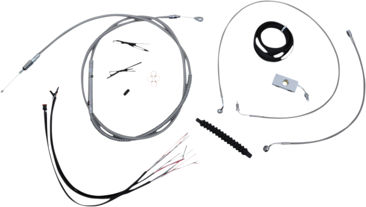 LA CHOPPERS Complete Stainless Braided Handlebar Cable/Brake Line Kit - 12"-14" Handlebars - '18-'22 Softail LA-8156KT2-13