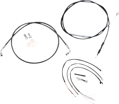 LA CHOPPERS Complete Black Vinyl Braided Handlebar Cable/Brake Line Kit - 12"-14" Handlebars - '18-'22 Softail LA-8156KT2-13B
