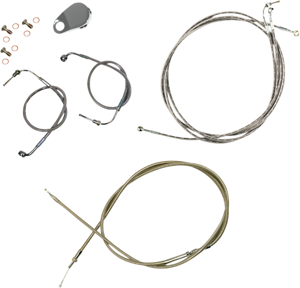 LA CHOPPERS Standard Stainless Braided Handlebar Cable/Brake Line Kit - Mini Ape Hangers - '18-'24 Softail LA-8157KT-08
