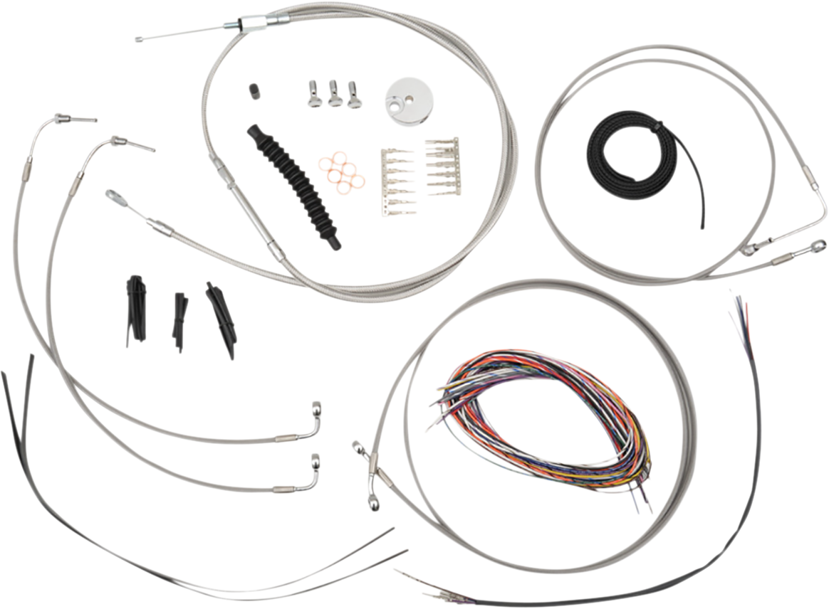 LA CHOPPERS Complete Stainless Braided Handlebar Cable/Brake Line Kit - Mini Handlebars - '18-'24 Softail LA-8157KT2-08