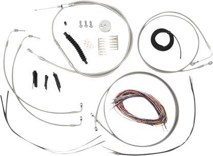 LA CHOPPERS Complete Stainless Braided Handlebar Cable/Brake Line Kit - Mini Handlebars - '18-'24 Softail LA-8157KT2-08