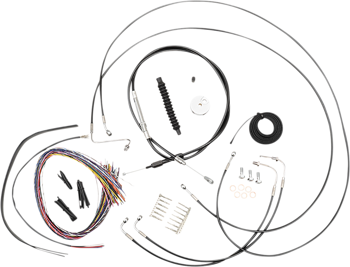 LA CHOPPERS Complete Black Vinyl Braided Handlebar Cable/Brake Line Kit - Mini Handlebars - '18-'24 Softail LA-8157KT2-08B