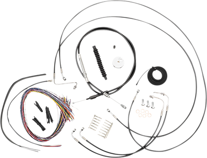 LA CHOPPERS Complete Black Vinyl Braided Handlebar Cable/Brake Line Kit - Mini Handlebars - '18-'24 Softail LA-8157KT2-08B