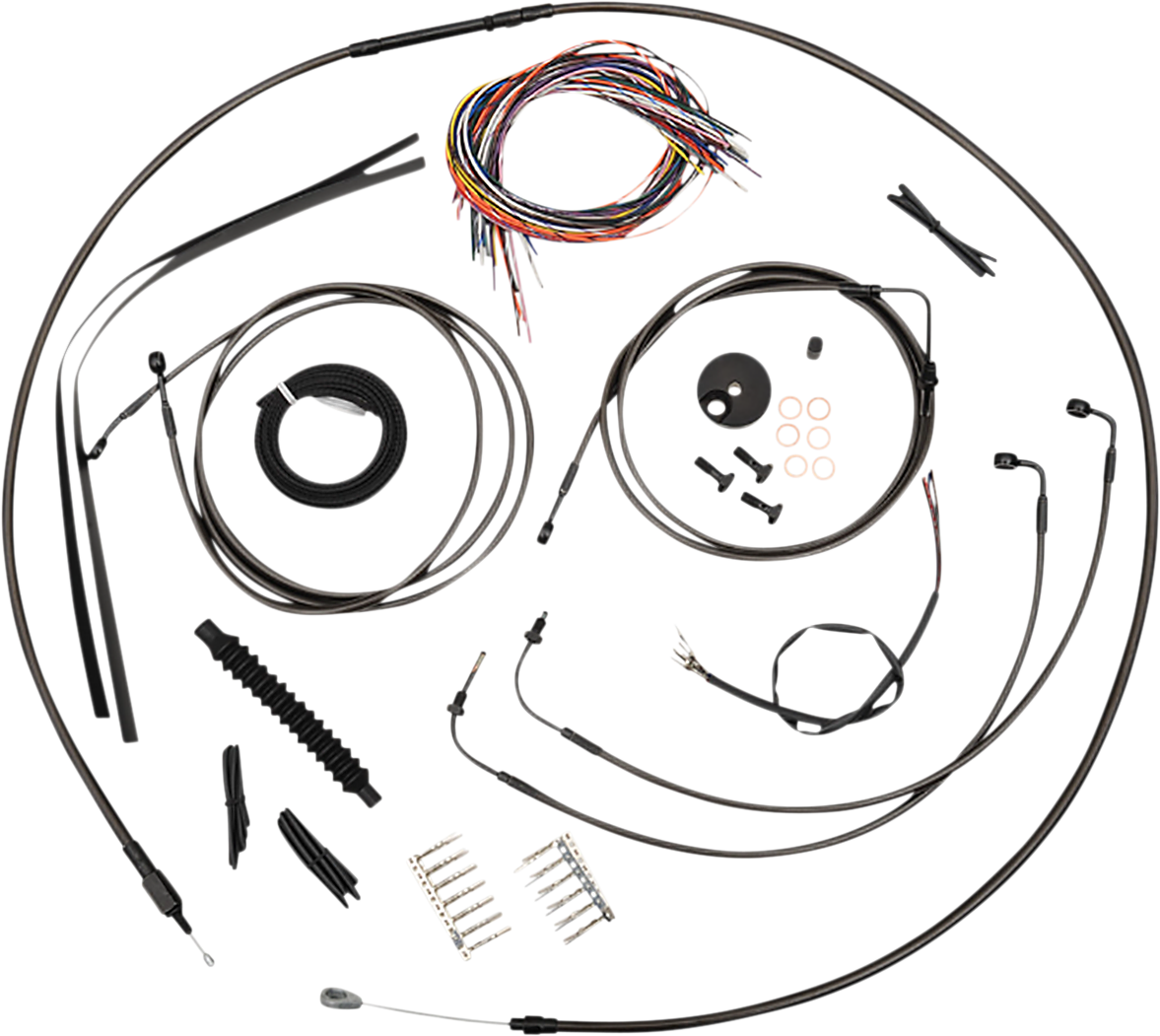 LA CHOPPERS Complete Midnight Braided Cable Kit - Mini Handlebars - ABS - '18-'22 Softail - '18-'24 Softail LA-8157KT2-08M