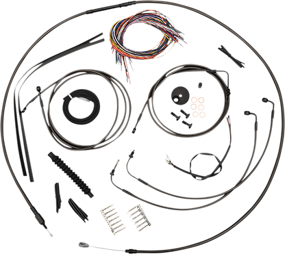 LA CHOPPERS Complete Midnight Braided Cable Kit - Mini Handlebars - ABS - '18-'22 Softail - '18-'24 Softail LA-8157KT2-08M