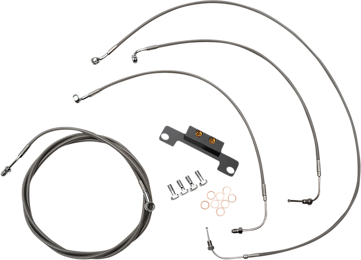 LA CHOPPERS Standard Stainless Braided Handlebar Cable/Brake Line Kit - Stock Ape Hangers - '21-'22 FLH LA-8056KT-08
