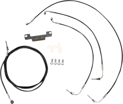 LA CHOPPERS Standard Black Vinyl Handlebar Cable/Brake Line Kit - Stock Ape Hangers - '21-'22 FLH LA-8056KT-08B