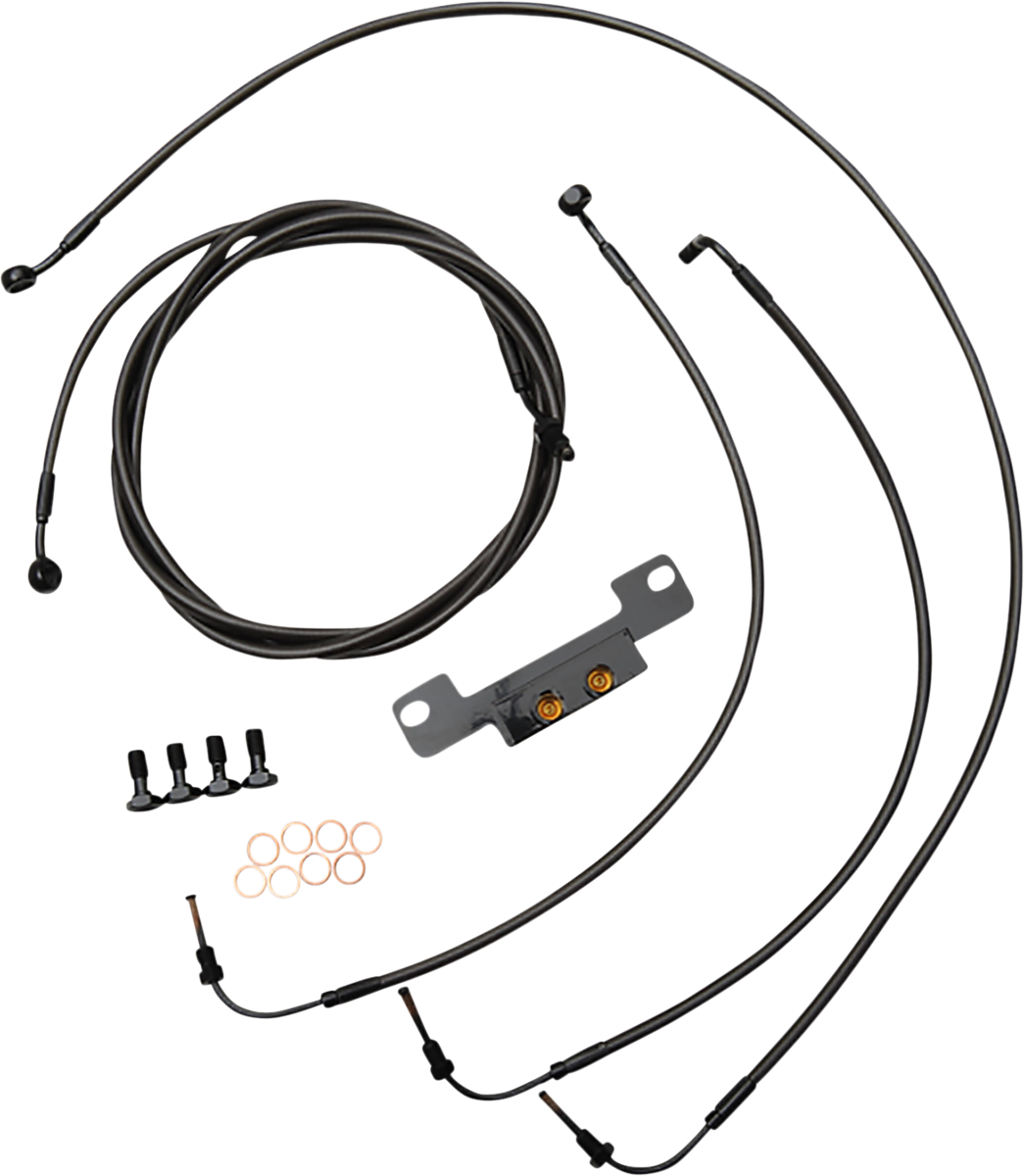LA CHOPPERS Standard Midnight Braided Handlebar Cable/Brake Line Kit - Stock Ape Hangers - '21-'22 FLH LA-8056KT-08M