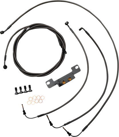 LA CHOPPERS Standard Midnight Braided Handlebar Cable/Brake Line Kit - Stock Ape Hangers - '21-'22 FLH LA-8056KT-08M