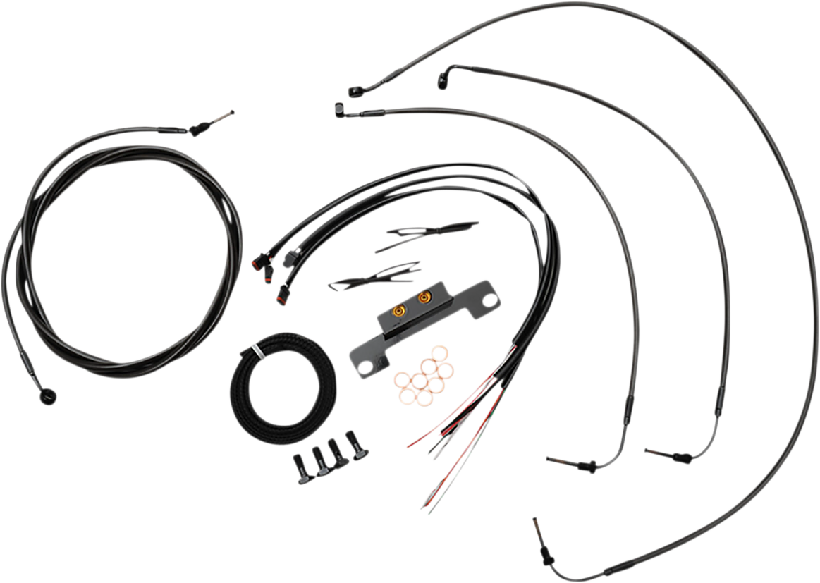 LA CHOPPERS Complete Midnight Braided Cable Kit - Stock Handlebars - ABS - '21-'22 Touring LA-8056KT2-08M