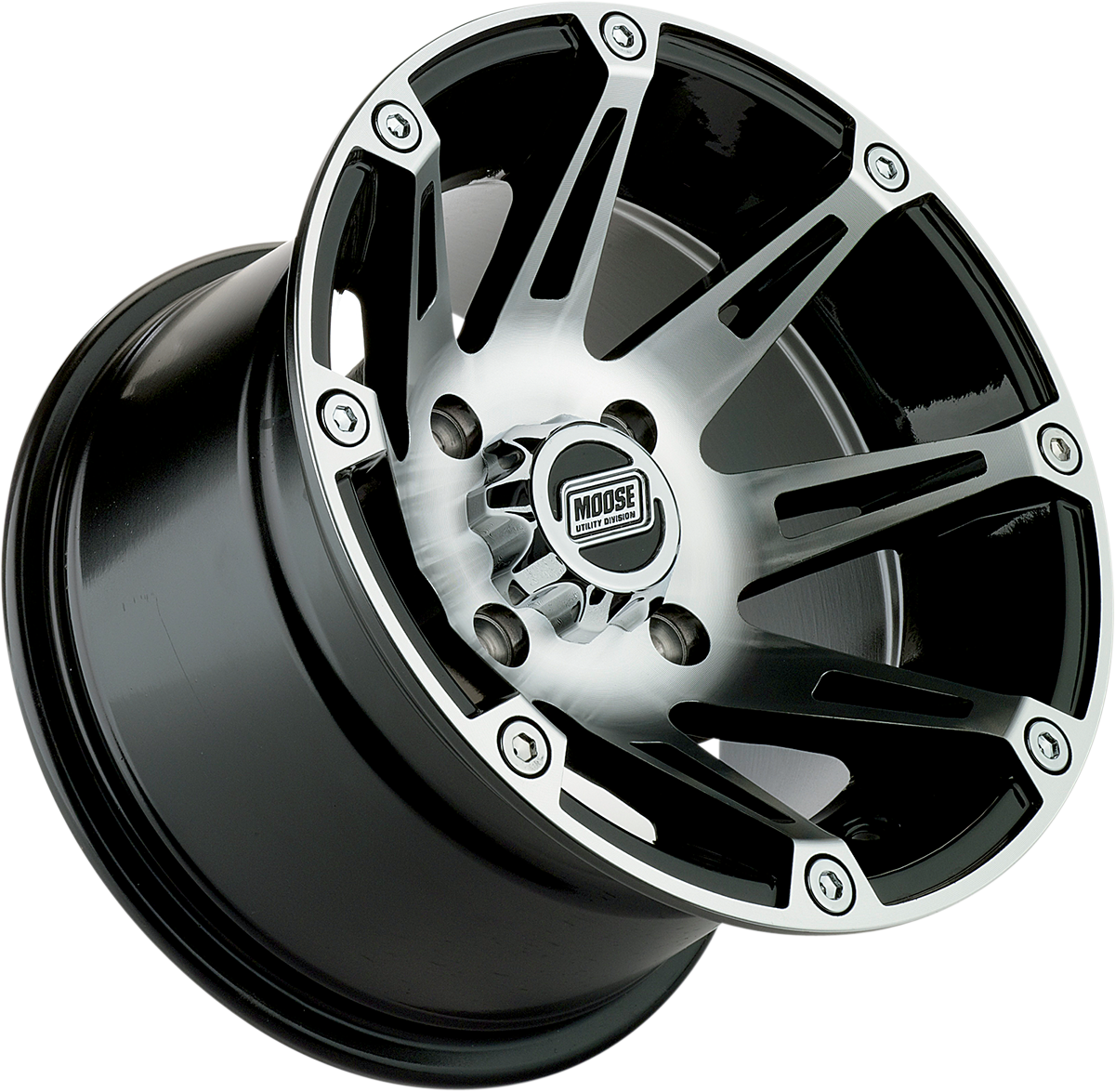 MOOSE OFFROAD Wheel - 387X - Rear - Machined Black - 12x8 - 4/110 - 2+6 387ML128110BW2
