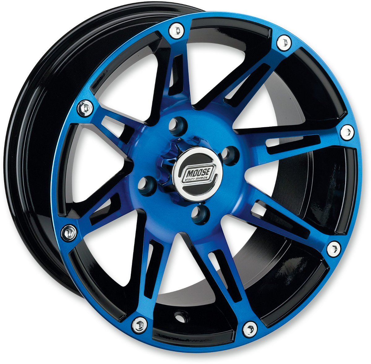 MOOSE OFFROAD Wheel - 387X - Rear - Anodized Blue/Black - 14x8 - 4/156 - 4+4 387MO148156BWB4