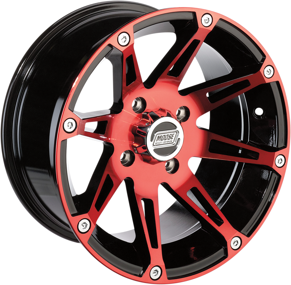 MOOSE OFFROAD Wheel - 387X - Front - Anodized Red/Black - 12x7 - 4/110 - 4+3 387ML127110BWR4