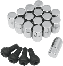 MOOSE OFFROAD Lug Nuts with Valve Stems - 10 mm x 1.25 - Chrome - Tapered - 16 Pack SP300MO208