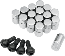 MOOSE OFFROAD Lug Nuts with Valve Stems - 3/8"-24 - Chrome - Tapered - 16 Pack SP300MO201