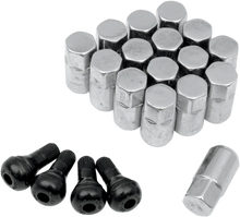 MOOSE OFFROAD Lug Nuts with Valve Stems - 12 mm x 1.50 - Chrome - Tapered - 16 Pack SP300MO207