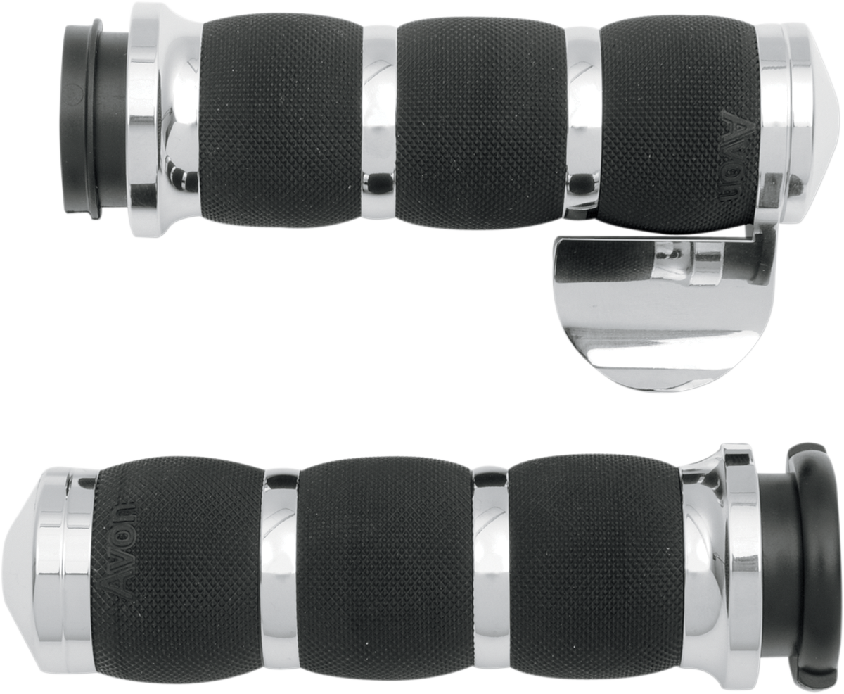 AVON GRIPS 3-Ring Air Cushioned Grips - TBW - Throttle Boss - Chrome AIR-90-CH-FLY-B