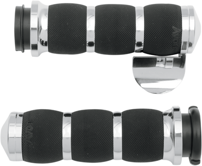 AVON GRIPS 3-Ring Air Cushioned Grips - TBW - Throttle Boss - Chrome AIR-90-CH-FLY-B