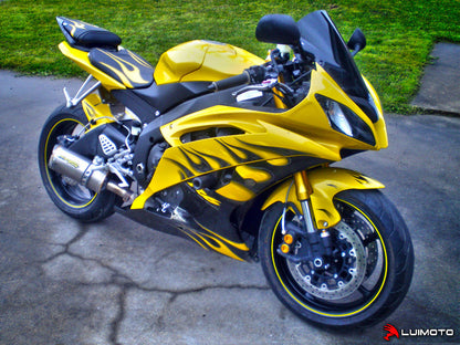 LUIMOTO (Flame Edition) Rider Seat Covers for the YAMAHA YZF-R6 (08-16)