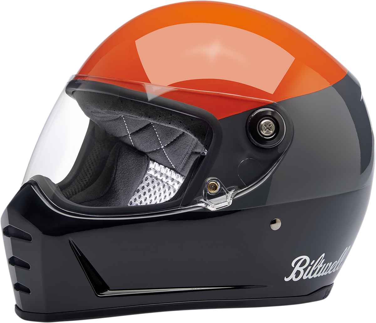 BILTWELL Lane Splitter Helmet - Podium - Gloss Orange/Gray/Black - Large 1004-550-104