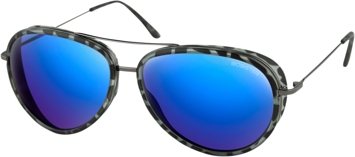 BOBSTER Ice Sunglasses - Matte Gray Tortoise Gunmetal - Brown HD Blue Mirror Lens BICE102HD