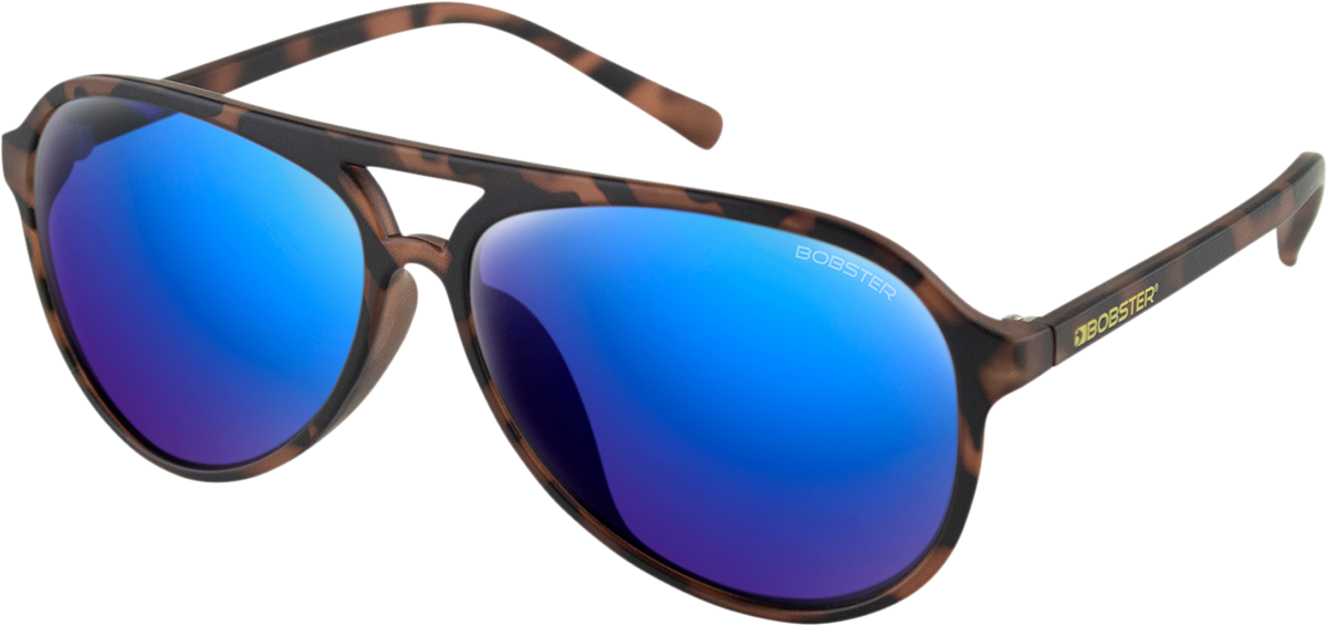 BOBSTER Maverick Sunglasses - Matte Brown Tortoise - Brown HD Blue Mirror Lens BMAV101HD