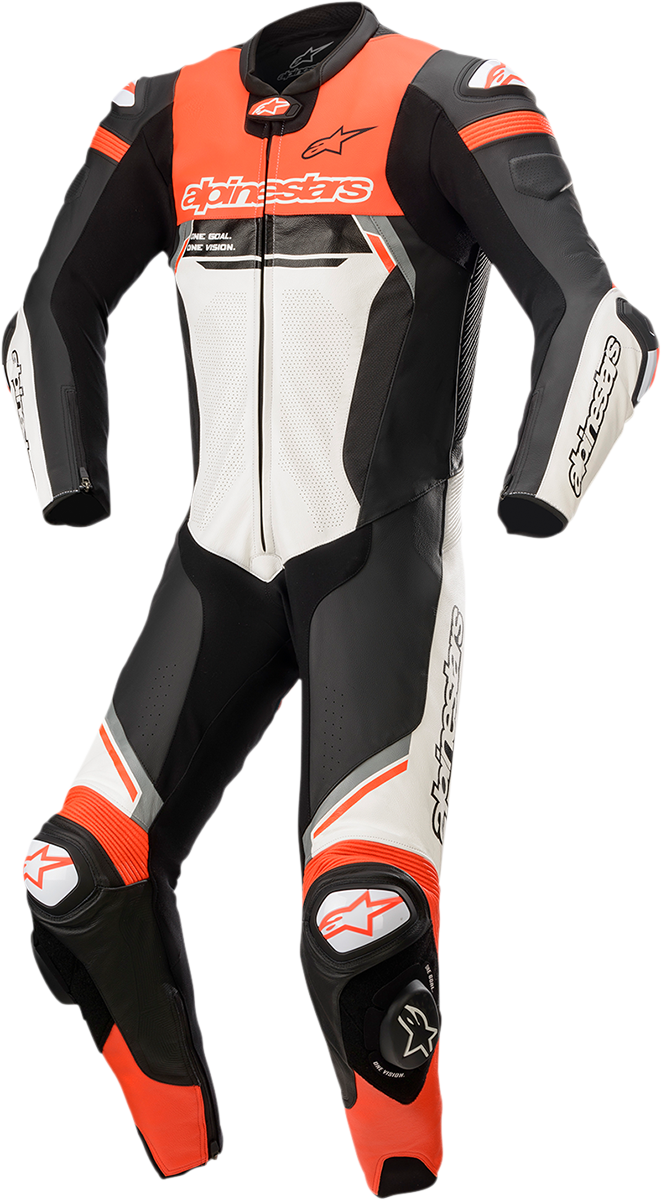 ALPINESTARS Missile Ignition v2 1-Piece Leather Suit - Black/White/Red Fluo - US 44 / EU 54 3150222-1231-54