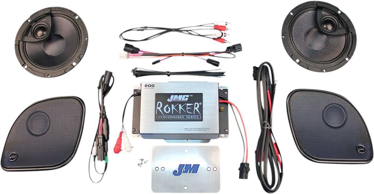 J & M 200 W Amplifier/Speaker Kit - Harley Davidson RPKT-200HR15